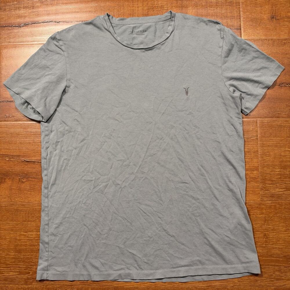 All Saints T Shirt Mens M Gray Embroidered Logo Short Sleeve Minimal City Alt